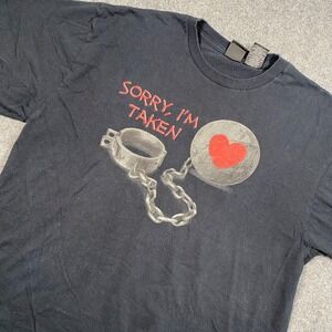 Ace Of Hearts "Sorry I'm Taken" T Shirt‎ Black Adult Size XL Vintage Y2K Grunge